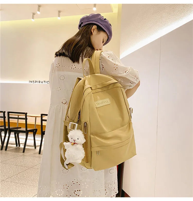 Waterproof Nylon Women Backpack Multi-Pocket Student Rucksack Female Travel Bag Book Schoolbag For Teenage Girl Boys Satchel