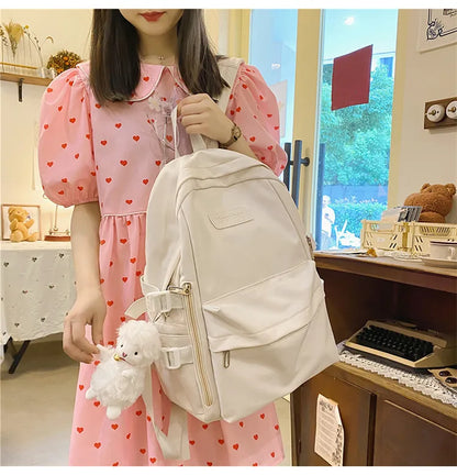 Waterproof Nylon Women Backpack Multi-Pocket Student Rucksack Female Travel Bag Book Schoolbag For Teenage Girl Boys Satchel