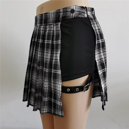 Women's Black Asymmetrical Pleated Skirt