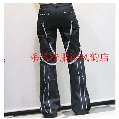 Kill Matt Punk Rock style Clothing Long Pants Punk Gothic Horn Casual Rivet Eyewear Fashion Micro-Flare Flared Pants Streetwear