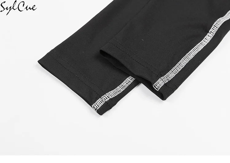 Sylcue Mesh Colorblock Half Turtleneck Bottoming Shirt Letter Print Topstitching Long Sleeve T-Shirt All-match One Piece Women