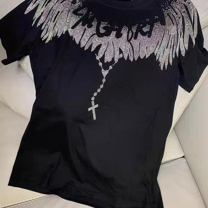 Apex Ritual – Wings & Drills Print Cotton T-Shirt – Men's Novelty Casual Tee