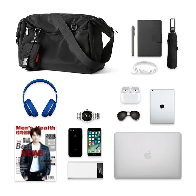 MOYYI INS Korean Style Men Messenger Bags Women Travel Casual Large Hobo Bag Waterproof Nylon Laptop Crossbody Shoulder Bag