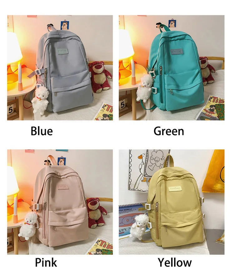 Waterproof Nylon Women Backpack Multi-Pocket Student Rucksack Female Travel Bag Book Schoolbag For Teenage Girl Boys Satchel