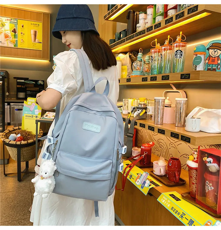 Waterproof Nylon Women Backpack Multi-Pocket Student Rucksack Female Travel Bag Book Schoolbag For Teenage Girl Boys Satchel