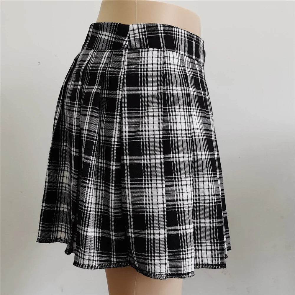 Women's Black Asymmetrical Pleated Skirt