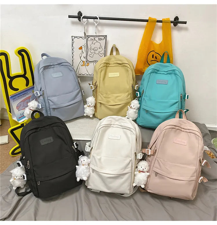 Waterproof Nylon Women Backpack Multi-Pocket Student Rucksack Female Travel Bag Book Schoolbag For Teenage Girl Boys Satchel