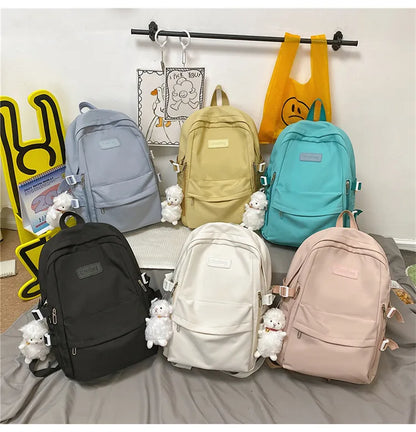 Waterproof Nylon Women Backpack Multi-Pocket Student Rucksack Female Travel Bag Book Schoolbag For Teenage Girl Boys Satchel