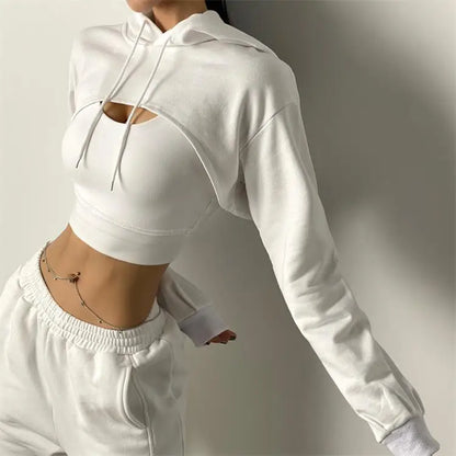 Apex Ritual Women's Cotton Crop Hoodie – Long-Sleeve Yoga & Gym Top