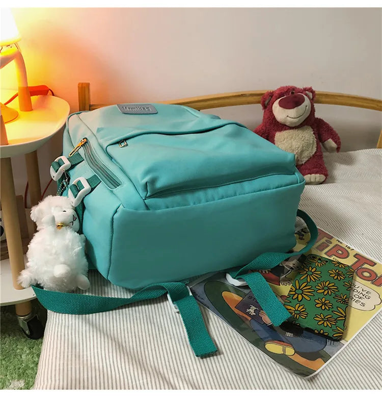 Waterproof Nylon Women Backpack Multi-Pocket Student Rucksack Female Travel Bag Book Schoolbag For Teenage Girl Boys Satchel