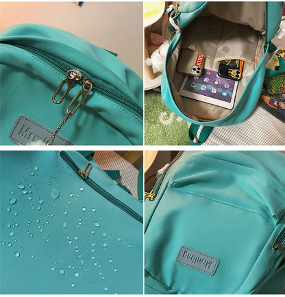 Waterproof Nylon Women Backpack Multi-Pocket Student Rucksack Female Travel Bag Book Schoolbag For Teenage Girl Boys Satchel