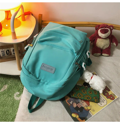 Waterproof Nylon Women Backpack Multi-Pocket Student Rucksack Female Travel Bag Book Schoolbag For Teenage Girl Boys Satchel