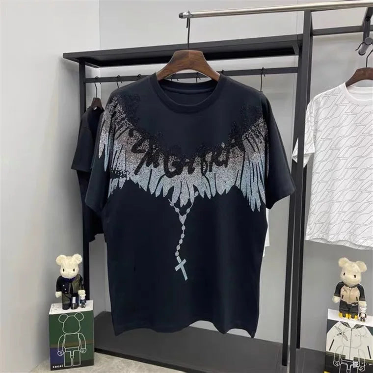 Apex Ritual – Wings & Drills Print Cotton T-Shirt – Men's Novelty Casual Tee