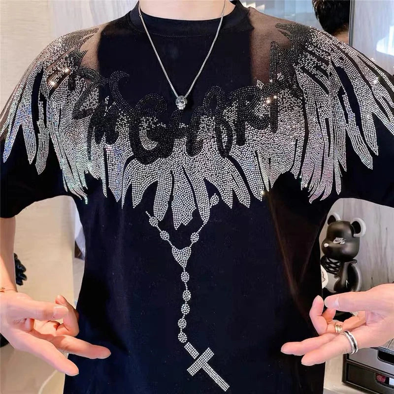 Apex Ritual – Wings & Drills Print Cotton T-Shirt – Men's Novelty Casual Tee