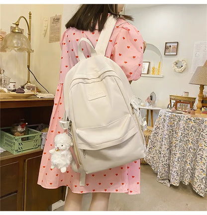 Waterproof Nylon Women Backpack Multi-Pocket Student Rucksack Female Travel Bag Book Schoolbag For Teenage Girl Boys Satchel