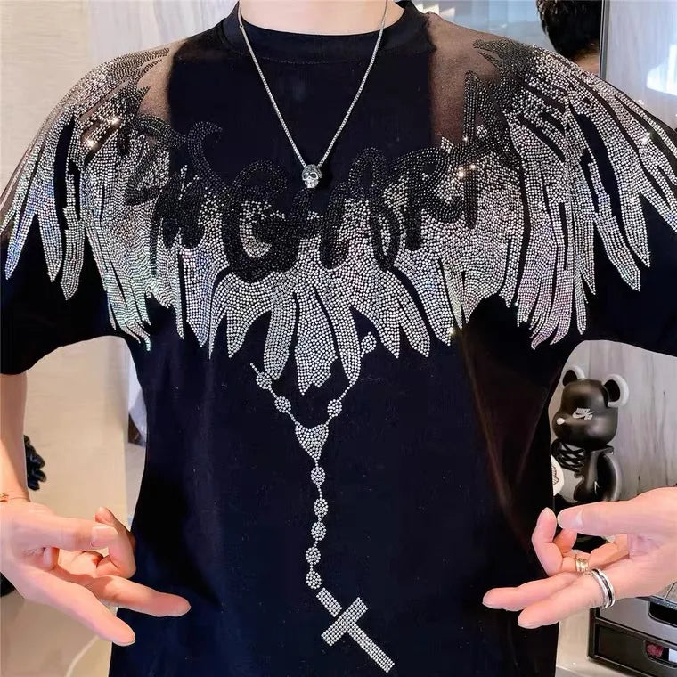 Apex Ritual – Wings & Drills Print Cotton T-Shirt – Men's Novelty Casual Tee