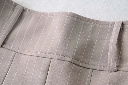 WOMENGAGA Women High Rise Pleated Striped Mini Skirt England Style Mini Skirt With Belt Loops korean women hot sexy 3HML