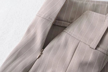 WOMENGAGA Women High Rise Pleated Striped Mini Skirt England Style Mini Skirt With Belt Loops korean women hot sexy 3HML