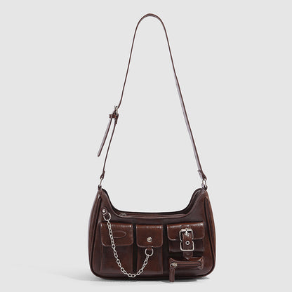 Xiuya Y2k Moto Biker Handbags for Women 2023 Gothic Fashion High Street Shoulder Bag Black Patent Leather Casual Coin Purse