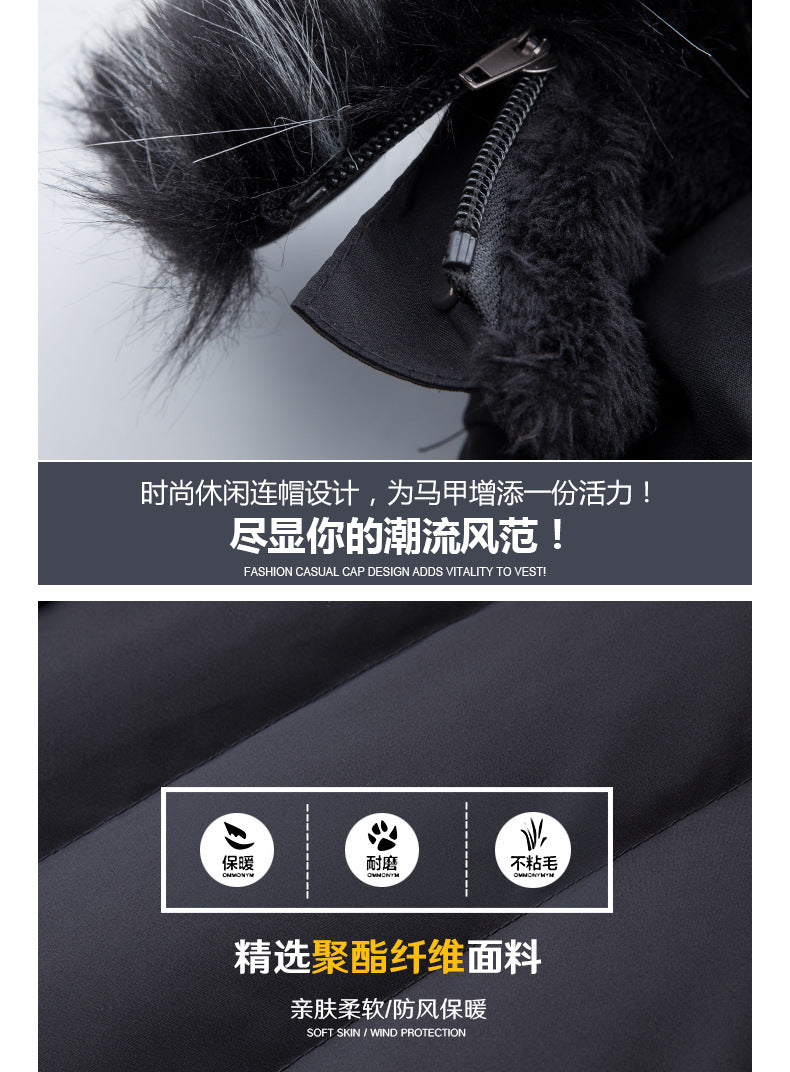 Male Solid Cotton Outwear Coats Men's Thick Fleece Winter Jacket Fashion Fur Hooded Warm Cooton Parka Windbreaker Plus Size 6XL