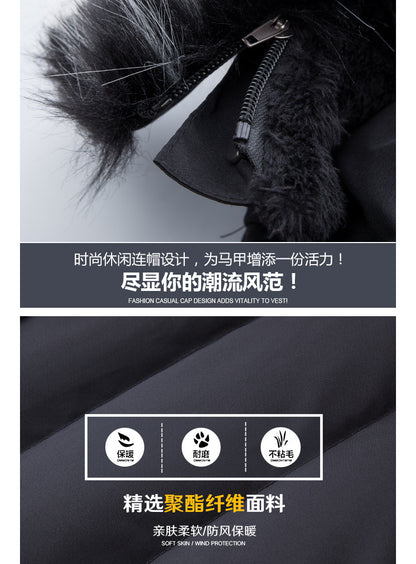 Male Solid Cotton Outwear Coats Men's Thick Fleece Winter Jacket Fashion Fur Hooded Warm Cooton Parka Windbreaker Plus Size 6XL