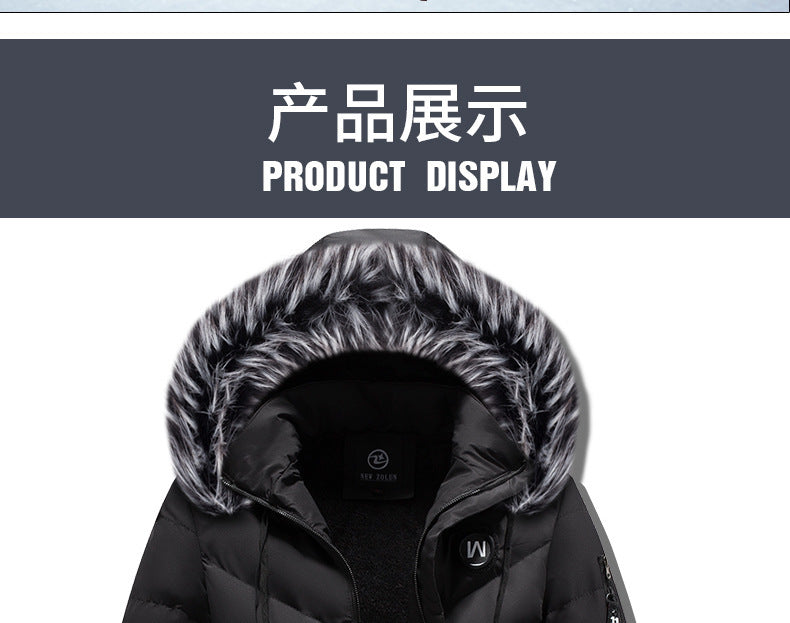 Male Solid Cotton Outwear Coats Men's Thick Fleece Winter Jacket Fashion Fur Hooded Warm Cooton Parka Windbreaker Plus Size 6XL