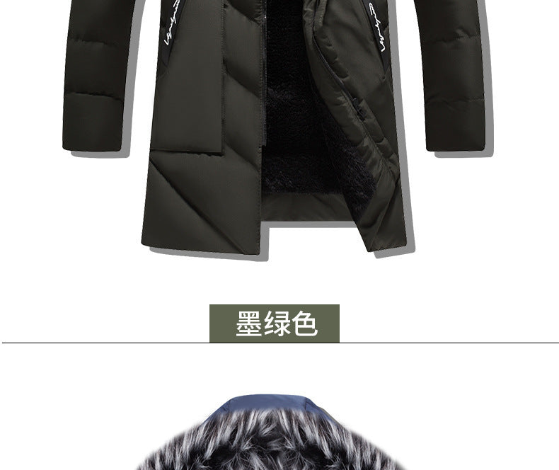 Male Solid Cotton Outwear Coats Men's Thick Fleece Winter Jacket Fashion Fur Hooded Warm Cooton Parka Windbreaker Plus Size 6XL