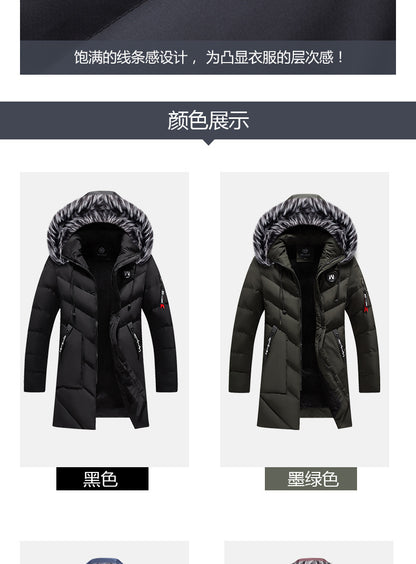Male Solid Cotton Outwear Coats Men's Thick Fleece Winter Jacket Fashion Fur Hooded Warm Cooton Parka Windbreaker Plus Size 6XL