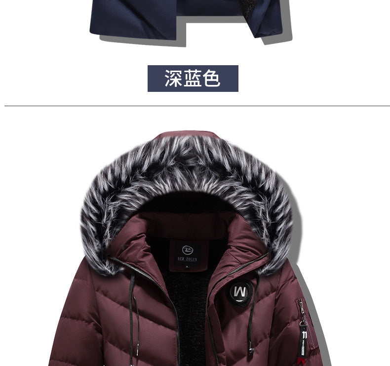 Male Solid Cotton Outwear Coats Men's Thick Fleece Winter Jacket Fashion Fur Hooded Warm Cooton Parka Windbreaker Plus Size 6XL