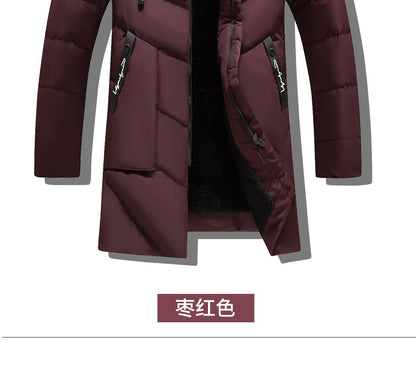 Male Solid Cotton Outwear Coats Men's Thick Fleece Winter Jacket Fashion Fur Hooded Warm Cooton Parka Windbreaker Plus Size 6XL