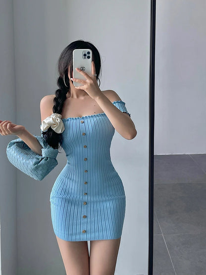 Women's One-Shoulder Knit Mini Dress