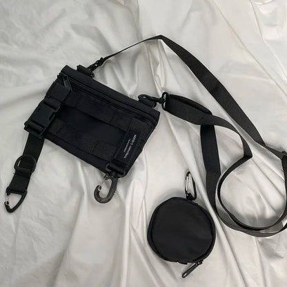 Shopper Nylon Shoulder Gothic Black Crossbody Messenger Tote Bags For Men Women's Hip Hop Techwear Satchel Waist Goth Postman