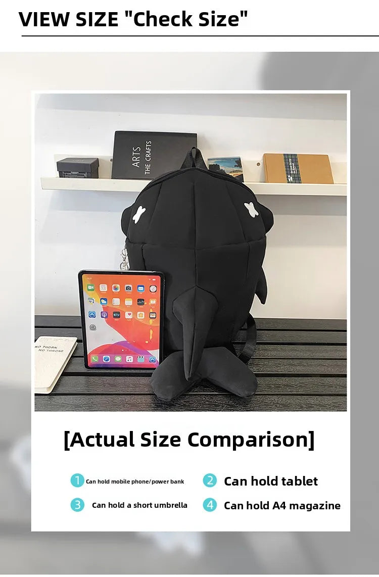 Whale Design Dual Shoulder Backpack Unisex Street Style Cycling Bag Fashionable Student Backpack for Men And Women