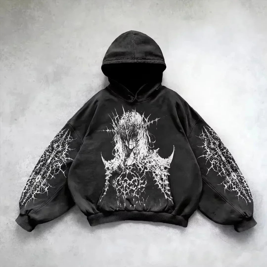 Women's Gothic Graphic Oversized Pullover Hoodie
