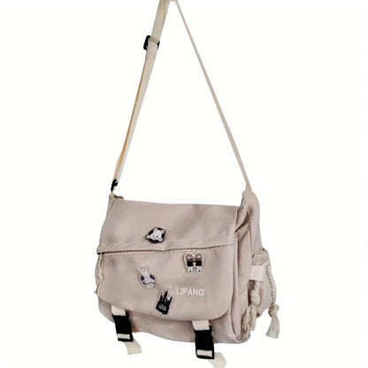 Nylon Messenger Bag Men Shoulder Bag Trendy Men's Messenger Bag, Student School Bag, Solid Color Crossbody Bags for Men Handbag
