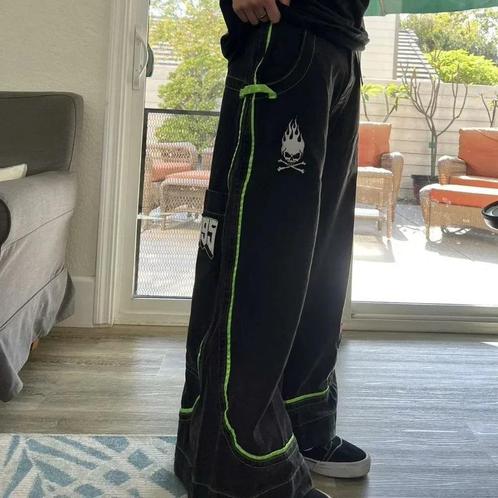 Alien Pattern Jeans Spring and Fall European and American Wide Legs Loose Trousers 2025 New High Street Trend Hip Hop Men