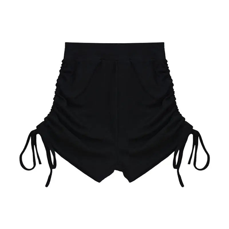 Summer Yoga Shorts Women Fitness Shorts Running Cycling Shorts Breathable Sports Edge Drawstring High Waist Workout Gym Shorts