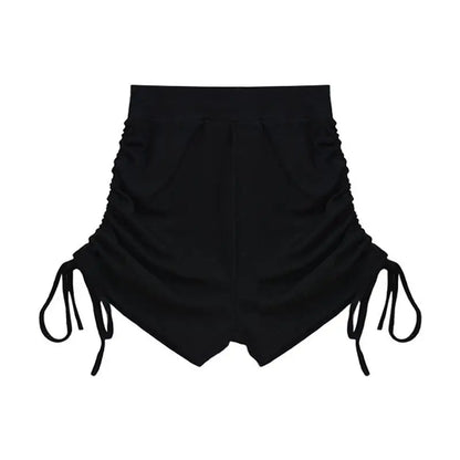 Summer Yoga Shorts Women Fitness Shorts Running Cycling Shorts Breathable Sports Edge Drawstring High Waist Workout Gym Shorts