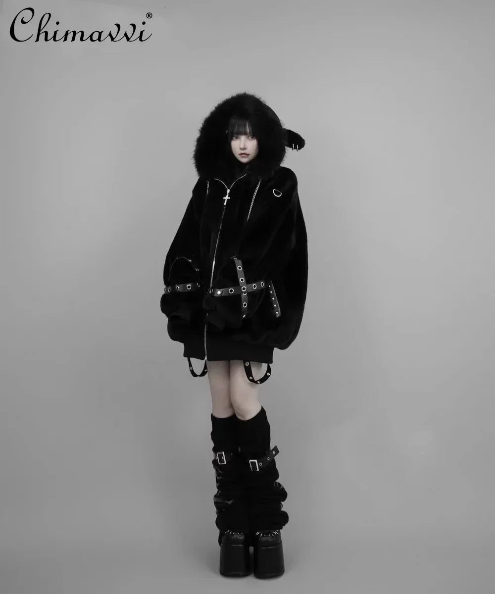 Women's Harajuku Plush Ear Fur Coat