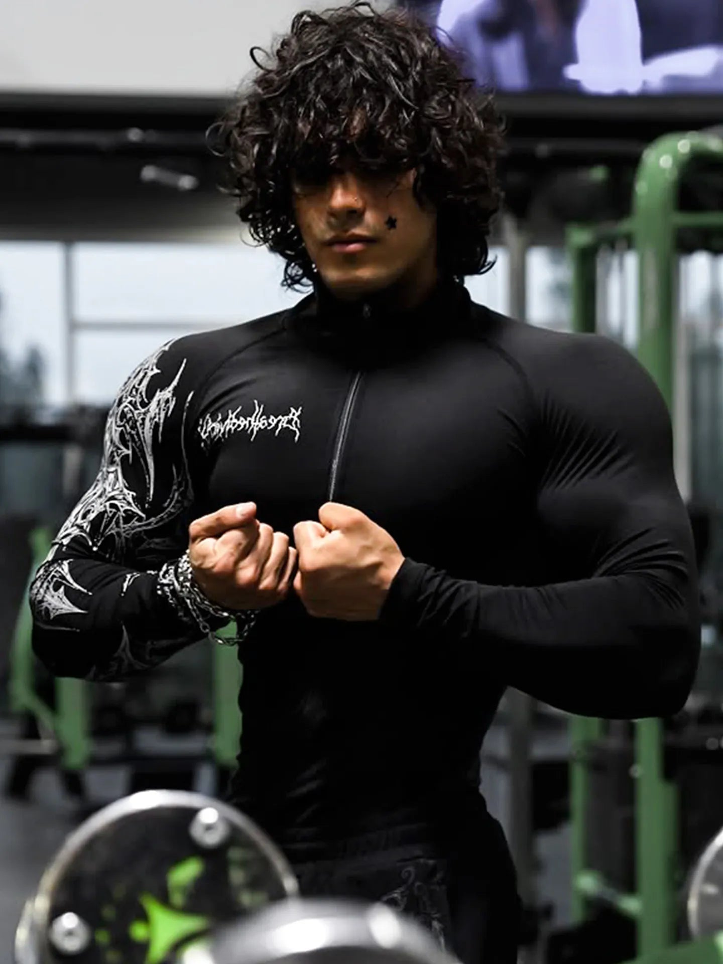 Dark Quick Drying Autumn And Winter Training Long Sleeved Men's Zipper Fitness Clothes, Sports Tight Fitting Clothes