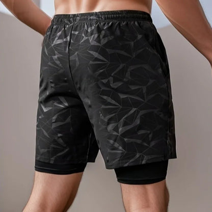 2 in 1 Sports Shorts Men Quick Dry Swim  Short Sweatpants Man Gym Training Fitness Jogging Outdoor Running Sportwear Male