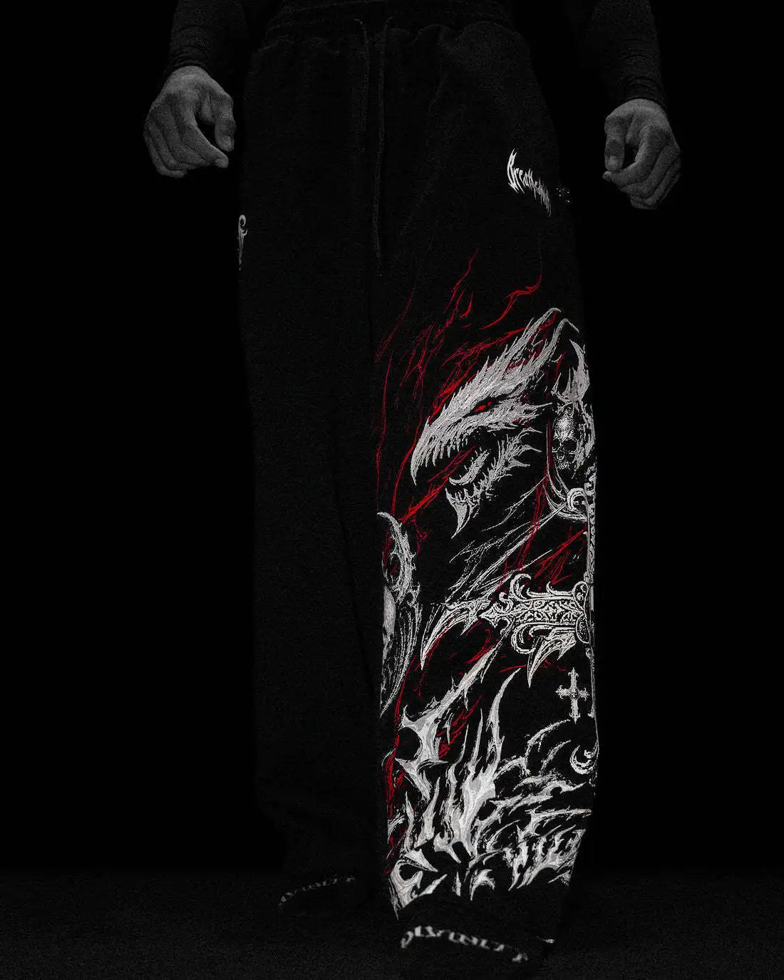 Breathedivinity American-style street workout casual loose-fit printed cotton long pants