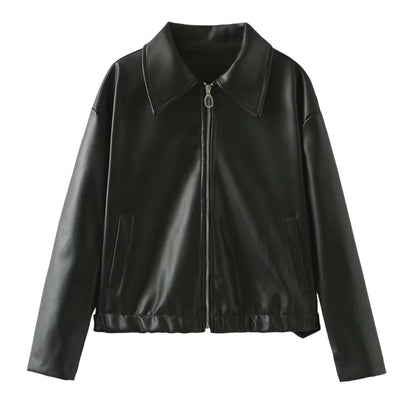 Leaher Jackets Women's Jaqueta Feminina Streetwear ins Outwear Casaco Feminino Vermelho Couro Coat Black Giacca Pelle Donna insz