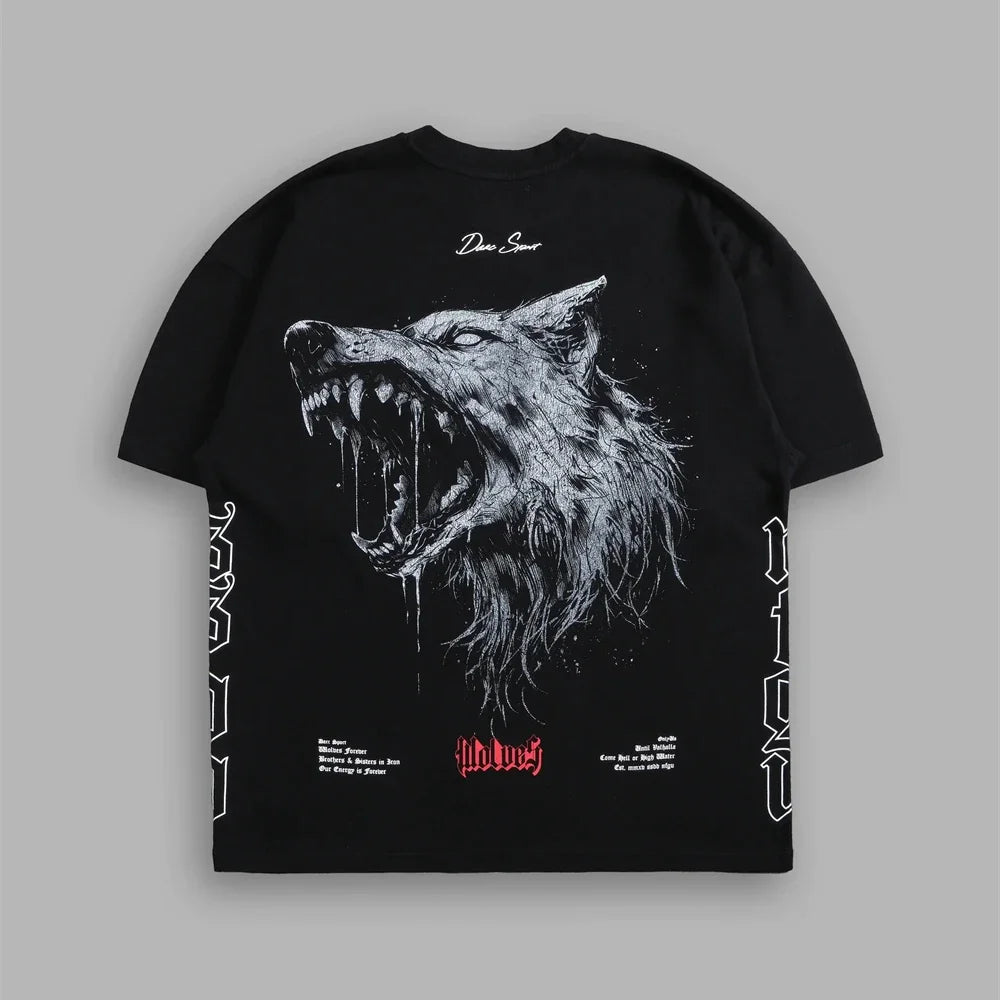 Apex Ritual – EINHERJAR サイドバイサイド オーバーサイズ Tシャツ – Y2K ゴシック ヒップホップ カップル Tシャツ