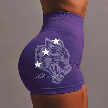 Apex Ritual – ウルフヘッド スポーツショーツ レディース – シームレスニット 太ももリフトアップ ヨガパンツ