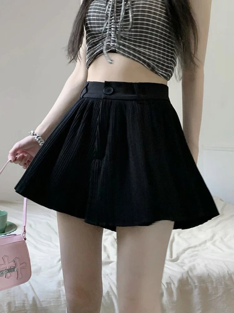 Solid Shorts Women Summer Folds All-match High Waist Stylish Popular Aesthetic Fashion Korean Style Шорты Женские Летние Chic