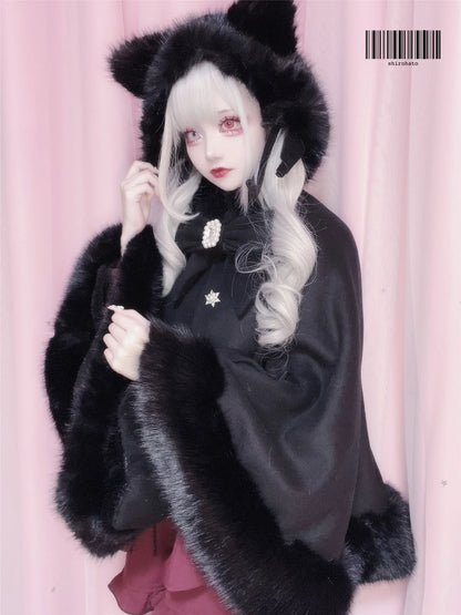 Women's Lolita Cat-Ear Wool Cape