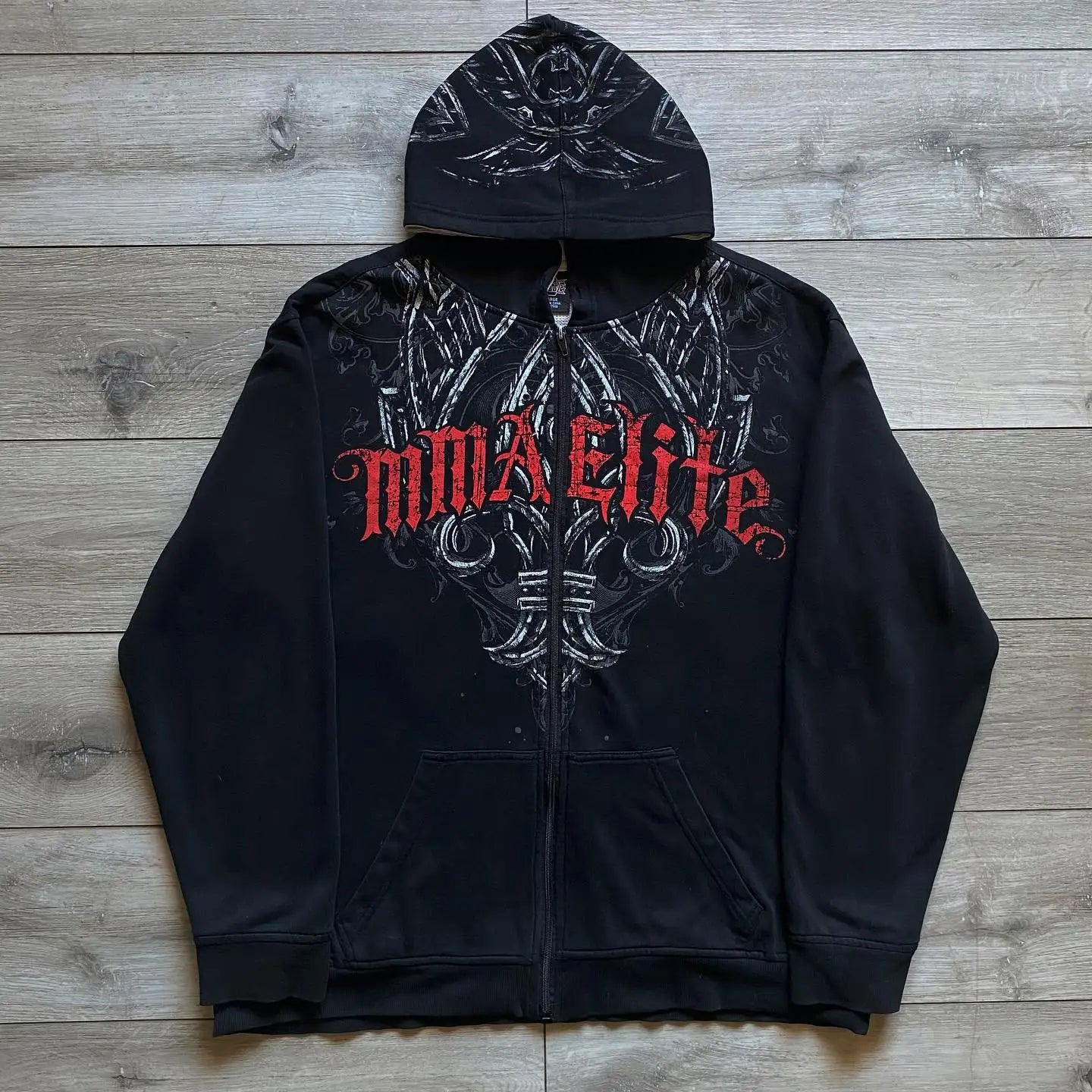 Apex Ritual – Vintage Y2K Skull Print Zip-Up Hoodie – Oversized Hip Hop Pullover Unisex