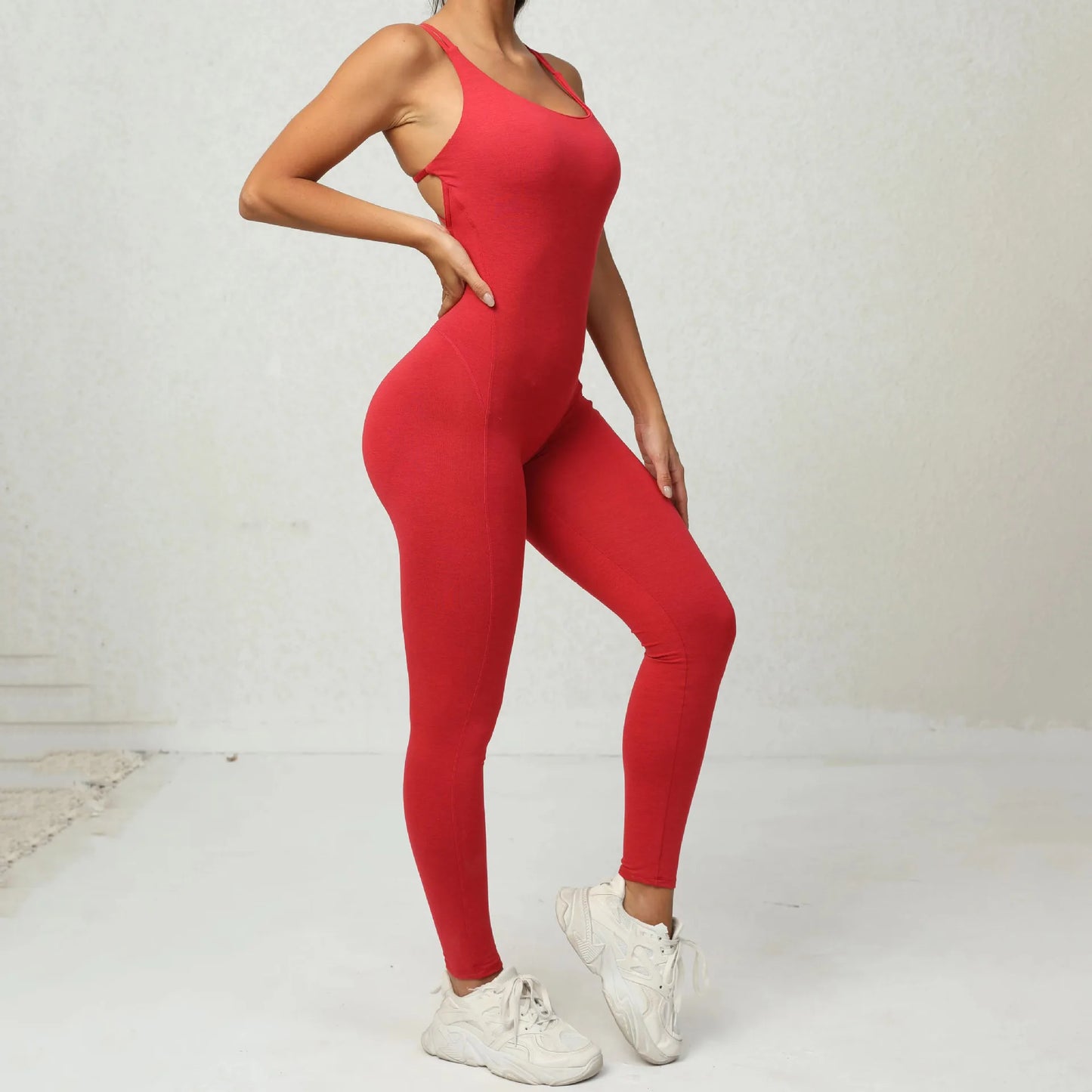 Women's Workout Slim Fit Ruched Black Jumpsuit