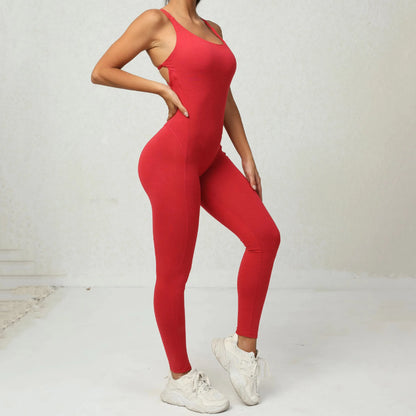 Women's Workout Slim Fit Ruched Black Jumpsuit